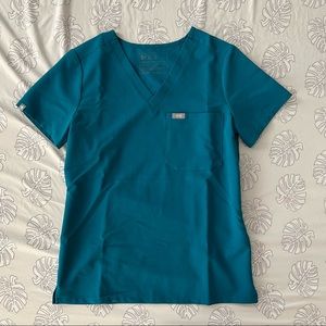 FIGS Pacific Blue Zamora Catarina Scrub Top Size XS